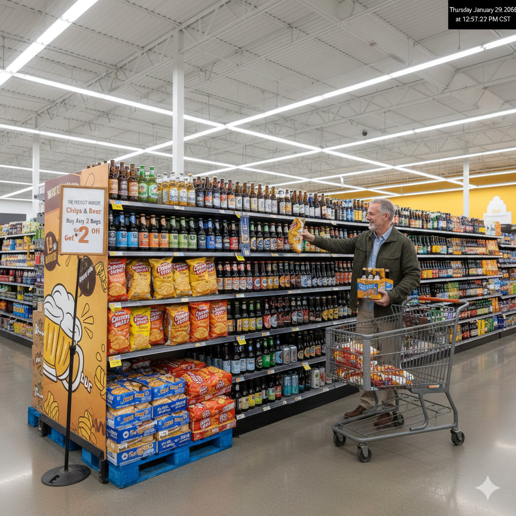 Cross-Merchandising (Venta Cruzada): El arte de vender papas en el pasillo de las cervezas 12 papas y cervezas venta cruzada